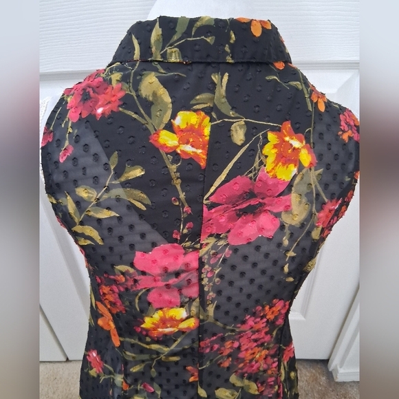 roz & Ali Semi Sheer Floral Sleeveless Tunic Size S - Picture 6 of 12